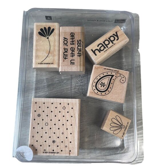 Stampin Up! Polka Dots and Paisley Wooden Rubber Stamp Set - Picture 3 of 3